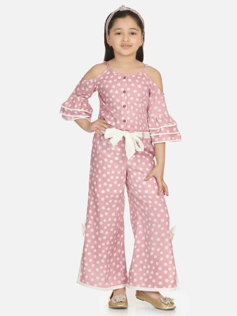 

naughty ninos Girls Pink & White Printed Top with Palazzos