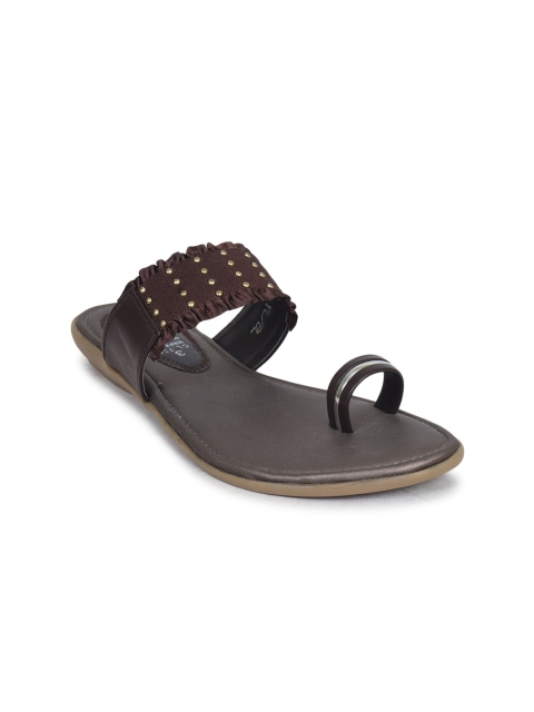 

Ajanta Women Brown & Gold-Toned Ethnic Comfort Sandals