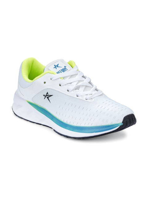 

REFOAM Men White & Fluorescent Green Mesh Running Shoes