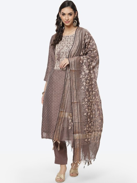 

Meena Bazaar Mauve & White Embroidered Unstitched Dress Material