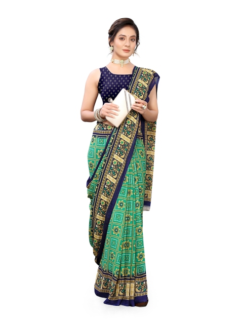 

Viva N Diva Blue & Green Bandhani Saree
