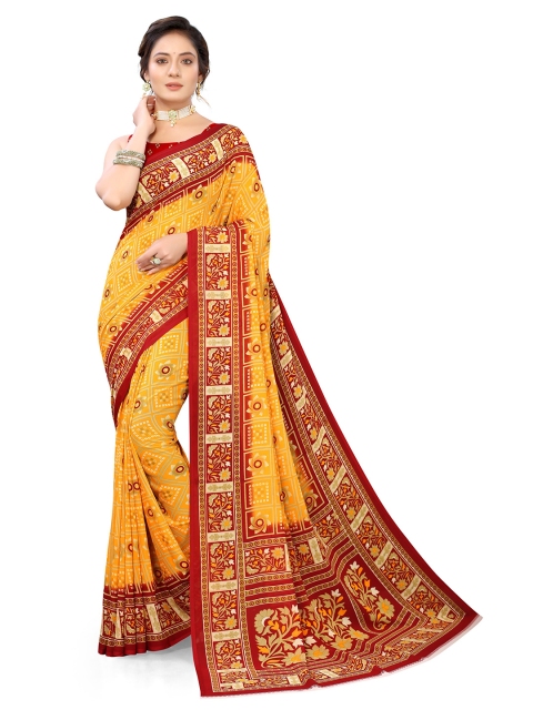 

Viva N Diva Red & Orange Bandhani Saree