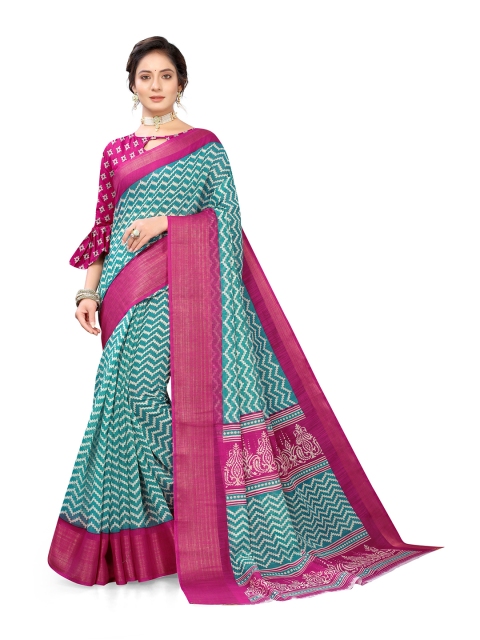 

Viva N Diva Green & Magenta Zari Saree