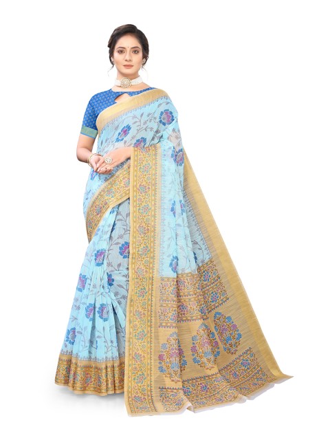 

Viva N Diva Blue Floral Printed Saree