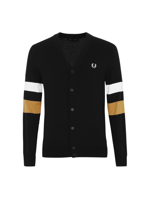 

Fred Perry Men Black & White Striped Cardigan