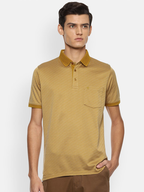 

Louis Philippe Men Yellow Polo Collar Pockets Pure Cotton T-shirt