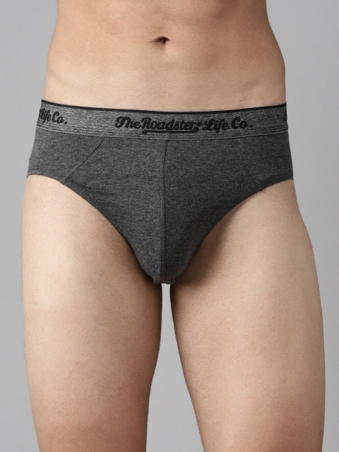 

Roadster Men Charcoal Grey Solid Basic Briefs