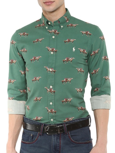 

Polo Ralph Lauren Men Green Printed Casual Shirt