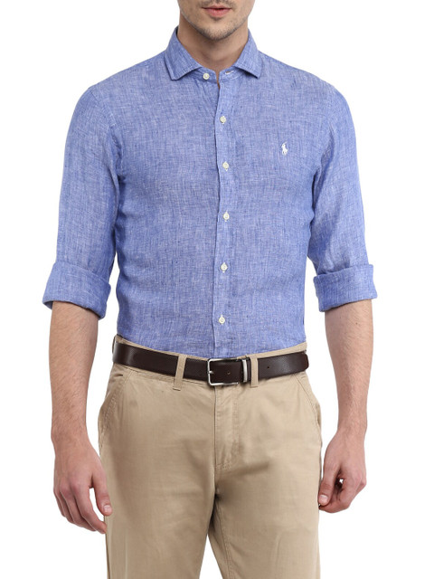 

Polo Ralph Lauren Men Blue Textured Casual Shirt