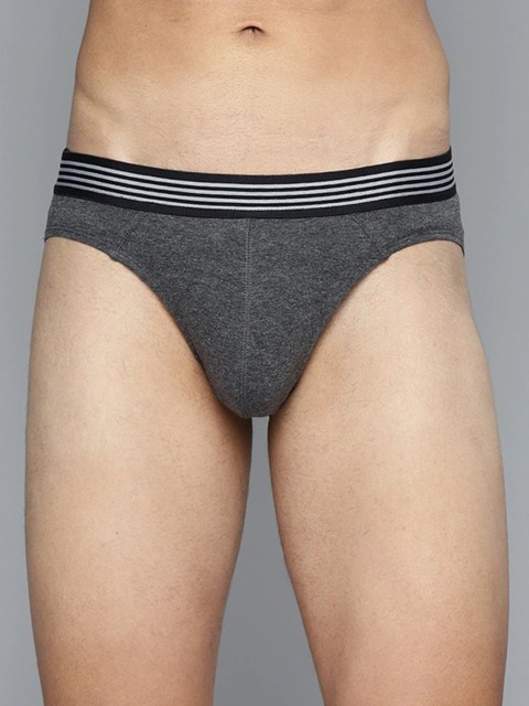

Mast & Harbour Men Charcoal Grey Solid Basic Briefs