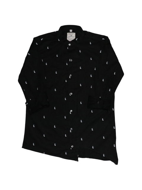 

LITTLE DINO Boys Black Classic Slim Fit Printed Party Shirt