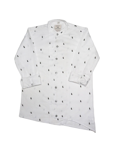 

LITTLE DINO Boys White Classic Slim Fit Printed Party Shirt