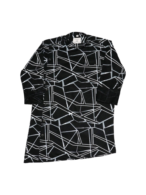 

LITTLE DINO Boys Black Classic Slim Fit Printed Shirt