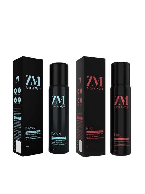 

ZM Zayn & Myza Set Of 2 Dawn & Fire Body Spray 240ml, Black