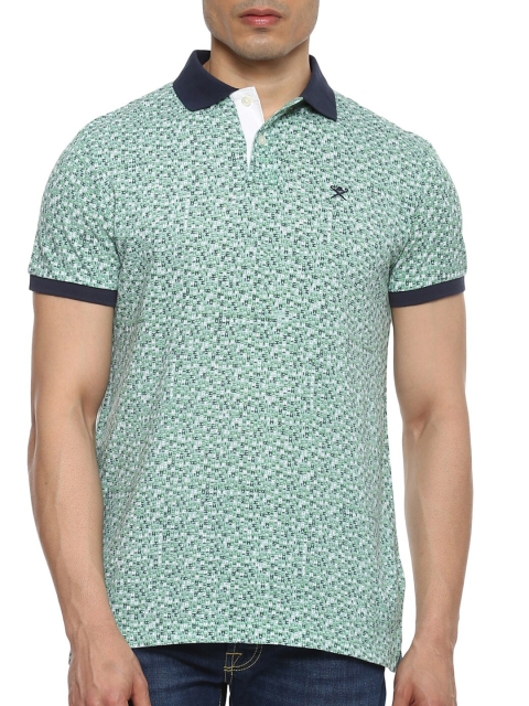 

HACKETT LONDON Men Green Printed Polo Collar Pockets T-shirt