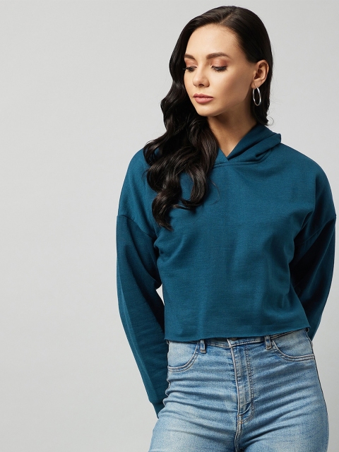 

RARE Women Teal Hooded Sweatshirt