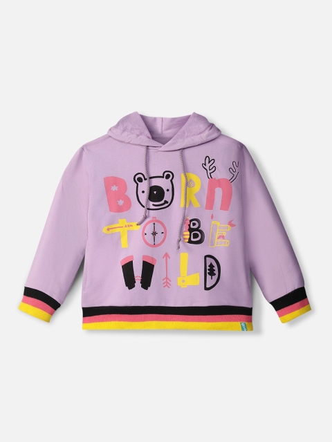 

You Got Plan B Kids Purple Printed Pure Cotton Hooded Sweatshirt
