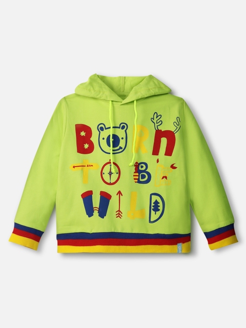 

You Got Plan B Unisex Kids Green Printed Hooded Sweatshirt