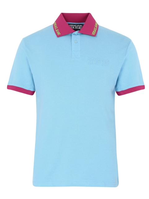 

Versace Jeans Couture Men Blue Polo Collar Pure Cotton T-shirt