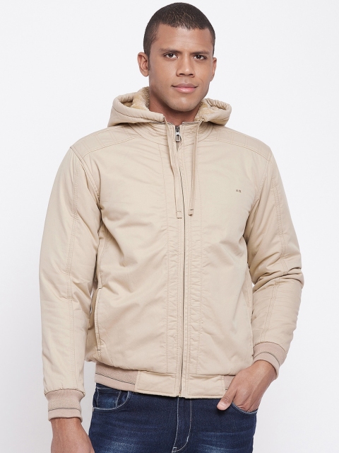 

Okane Men Cream-Coloured Lightweight Padded Jacket with Embroidered