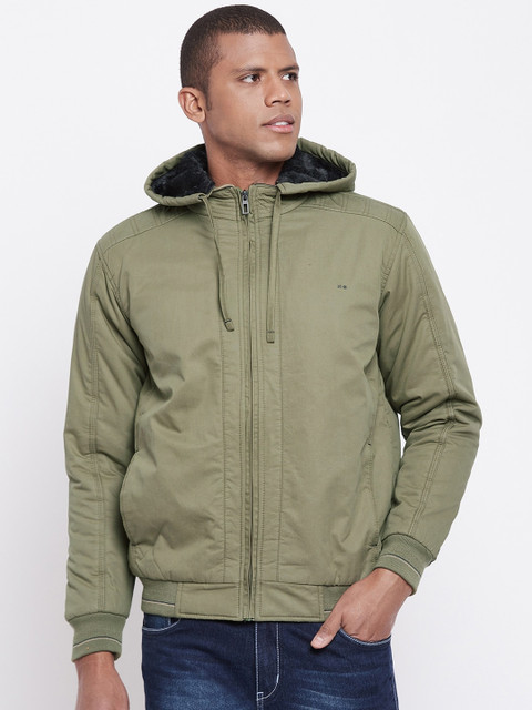 

Okane Men Olive Green Lightweight Bomber Jacket