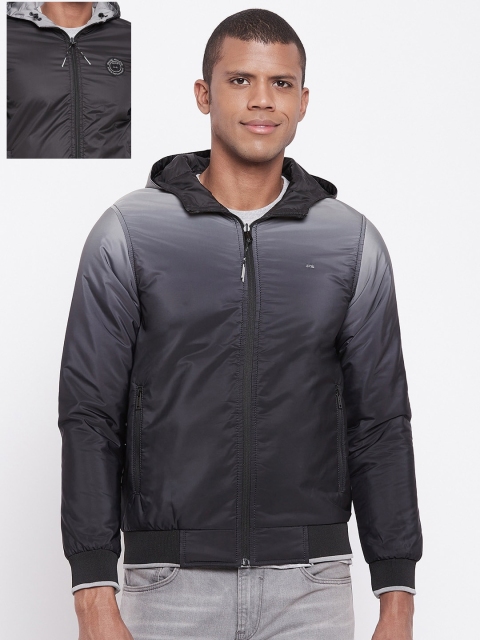 

Okane Men Black Reversible Bomber Jacket