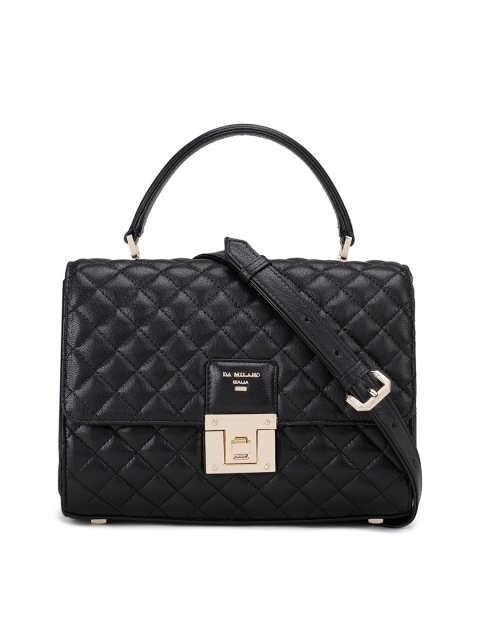 

Da Milano Black Quilted Leather Structured Satchel