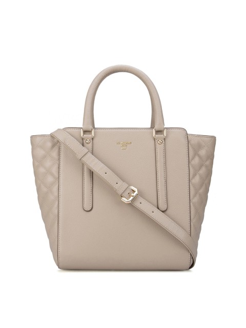 

Da Milano Grey Textured Leather Swagger Handheld Bag with Quilted