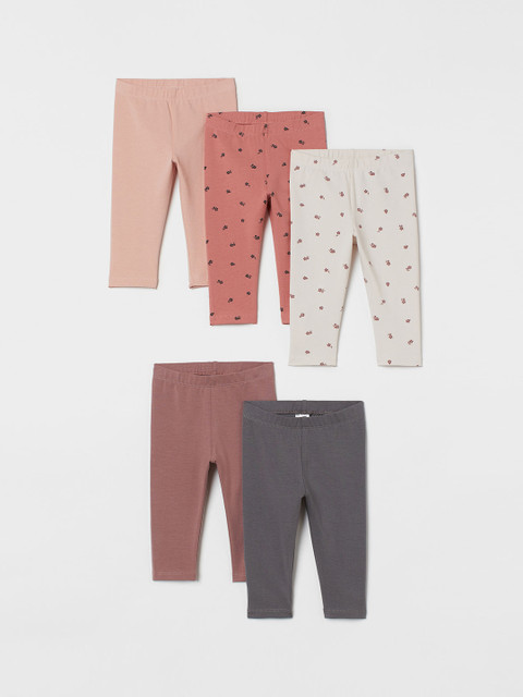 

H&M Girls White & Pink 5-Pack Leggings