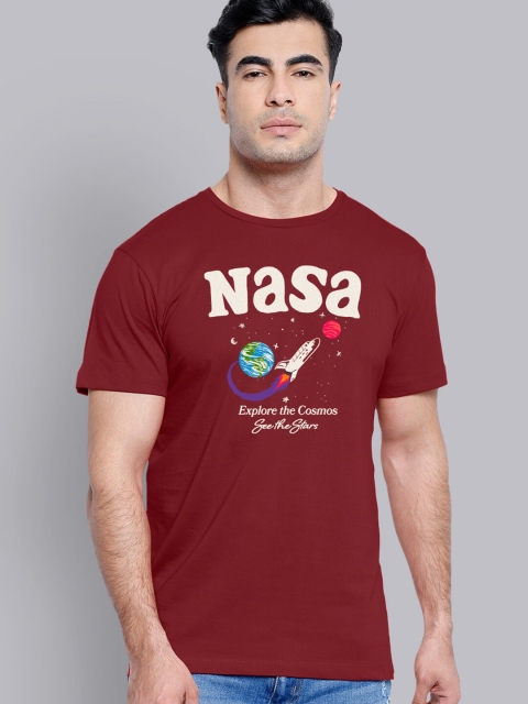 

Free Authority Men Maroon NASA Printed Pure Cotton T-shirt