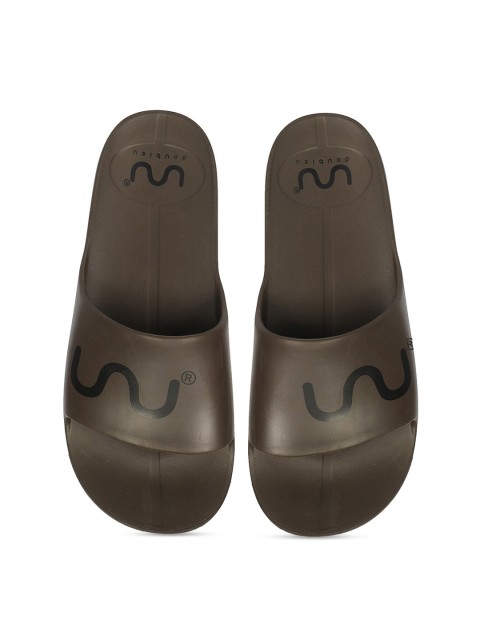 

Doubleu Men Brown & Black Rubber Sliders