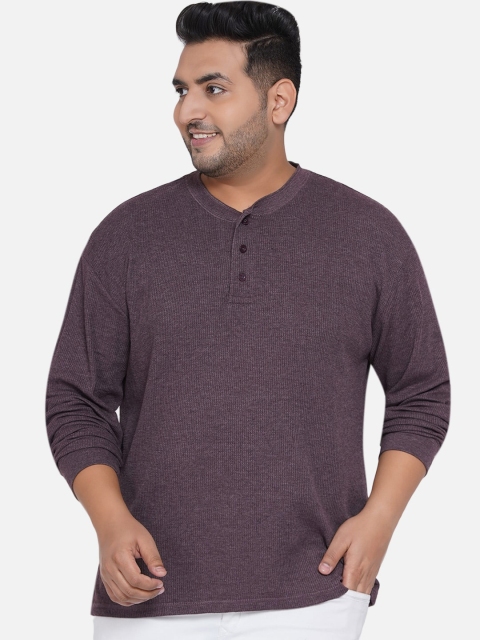 

Santonio Men Plus Size Maroon Cotton Henley Neck T-shirt