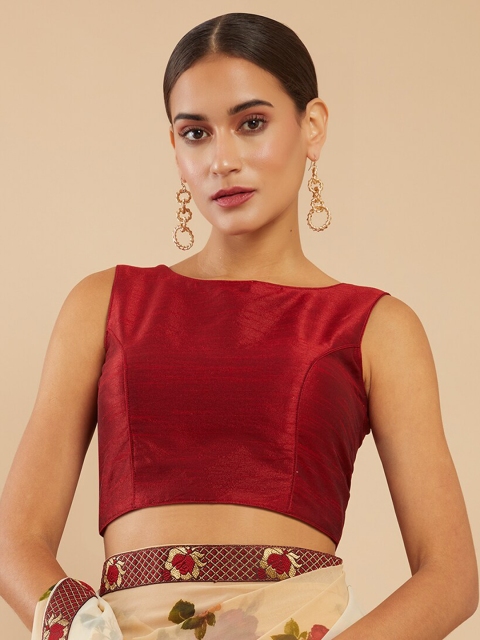 

Soch Women Maroon Solid Readymade Saree Blouse
