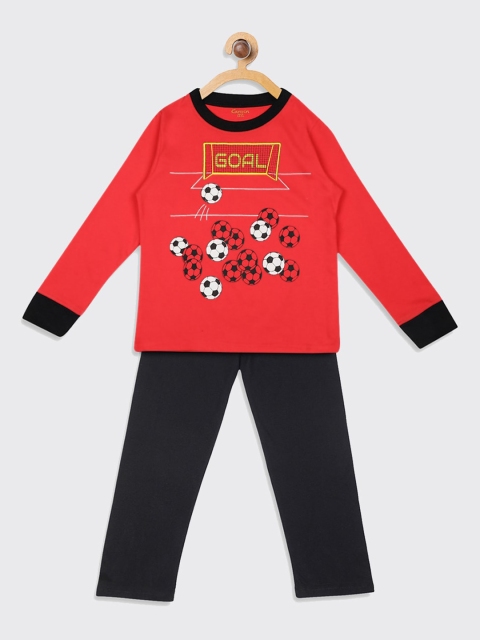 

Kanvin Boys Red Printed Night suit