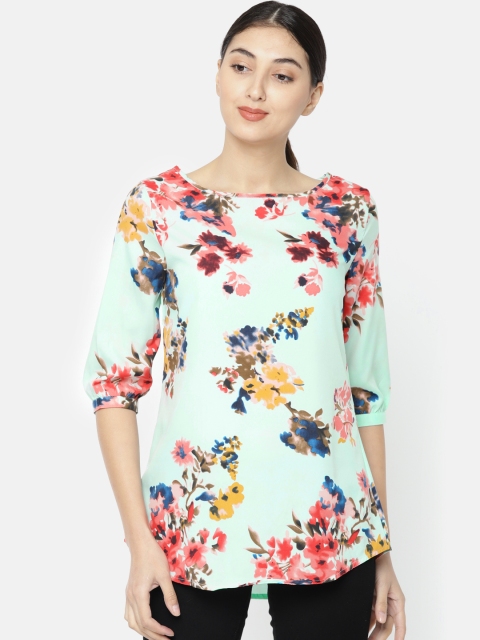 

Ruhaans Women Turquoise Blue Printed Top