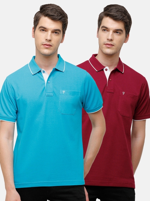 

Classic Polo Men Blue & Maroon Pack of 2 Polo Collar Cotton T-shirt
