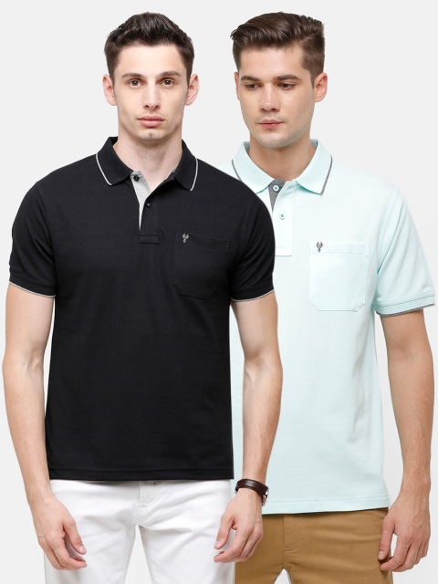 

Classic Polo Men Black & Green Pack of 2 Polo Collar Cotton T-shirt
