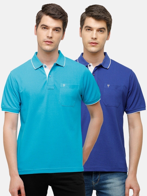 

Classic Polo Men Blue Pack of 2 Polo Collar Cotton T-shirt