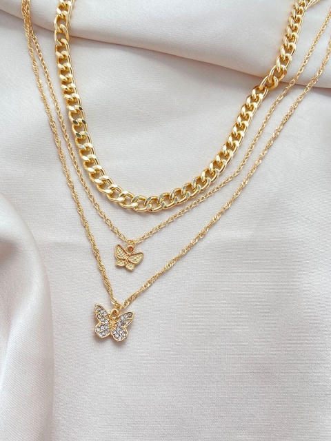 

Vembley Gold-Plated Layered Butterfly Pendant Necklace