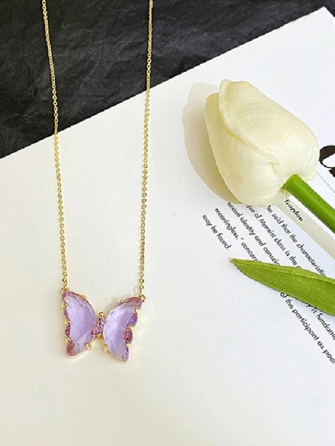 

Vembley Purple Gold-Plated Enamelled Necklace