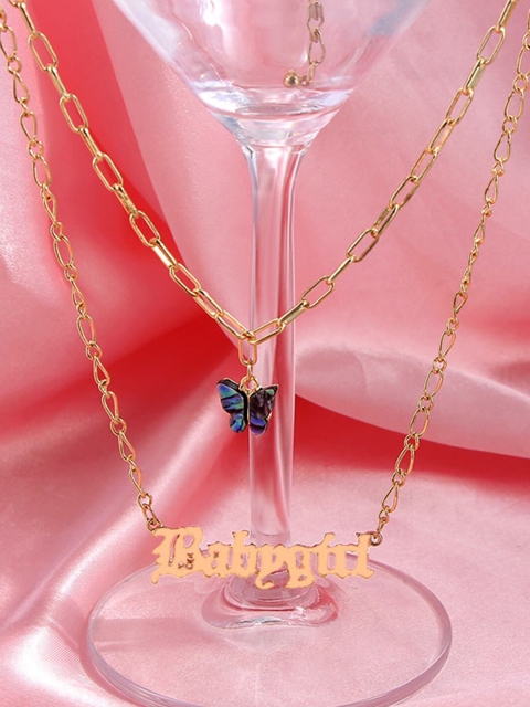 

Vembley Gold-Plated & Blue Layered Necklace