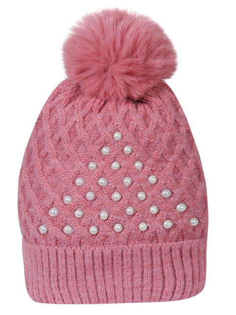 

LOOM LEGACY Women Magenta & White Beanie