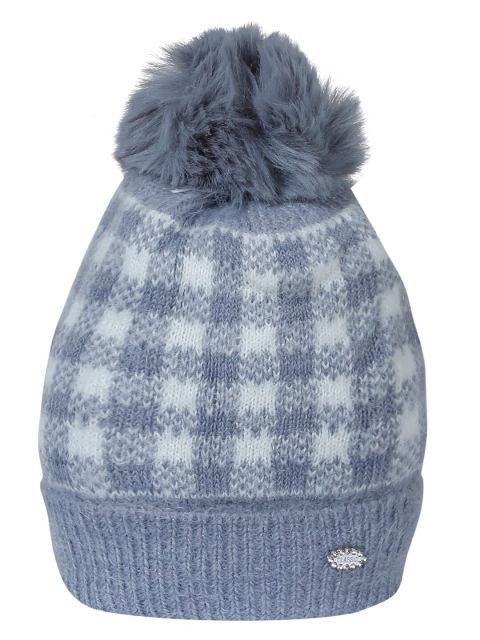 

LOOM LEGACY Women Grey & White Checked Acrylic Wool Beanie