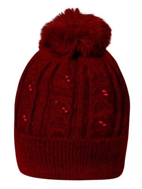 

LOOM LEGACY Women Maroon Acrylic Wool Beanie