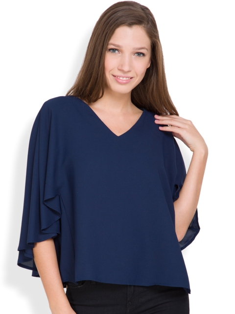 

Tokyo Talkies Women Navy Solid Top, Navy blue