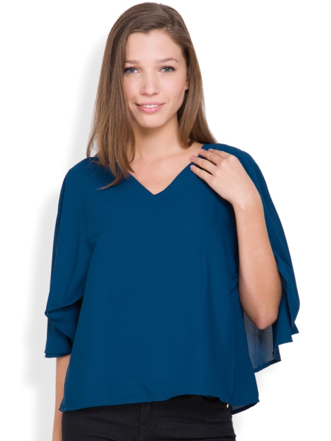 

Tokyo Talkies Women Teal Blue Solid Top