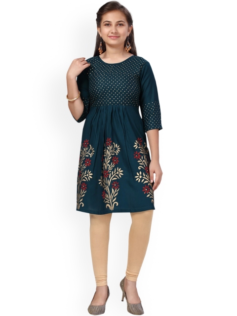 

Aarika Girls Green Floral Printed Kurta