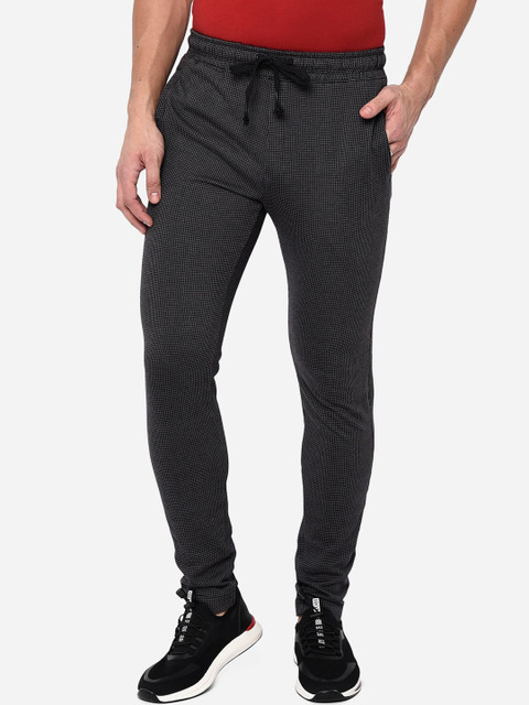 

JADE BLUE Men Grey Self Design Pure Cotton Track Pants