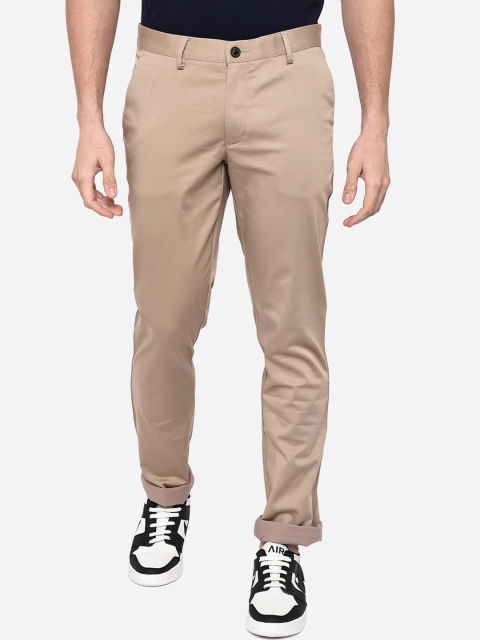 

JADE BLUE Men Brown Slim Fit Easy Wash Pure Cotton Solid Chinos Trousers