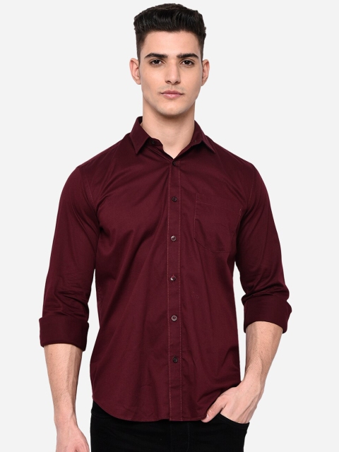 

JADE BLUE Men Maroon Slim Fit Pure Cotton Casual Shirt